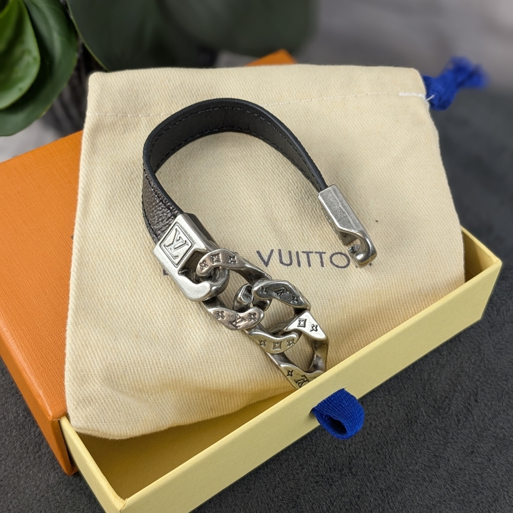 Louis Vuitton Silver and Black Men's Bracelet